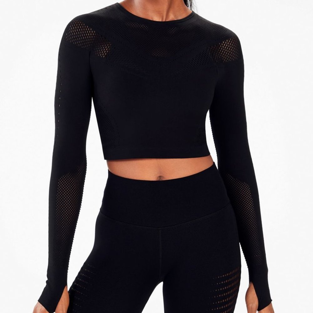 Sarah SculptKnit® L/S Workout Crop Top NWT